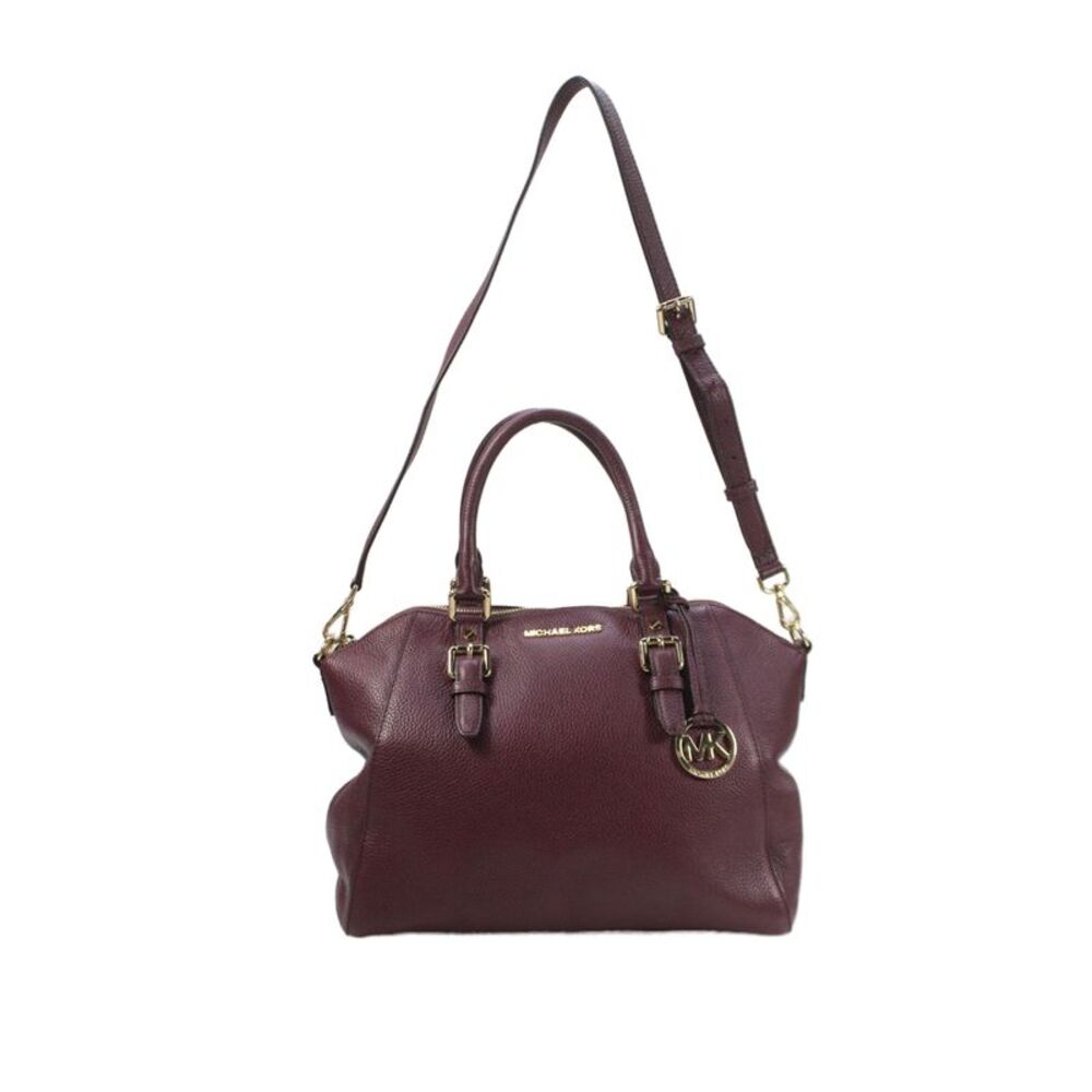 Michael Kors Womens Ciara Large Satchel Zippered Handbag Purple